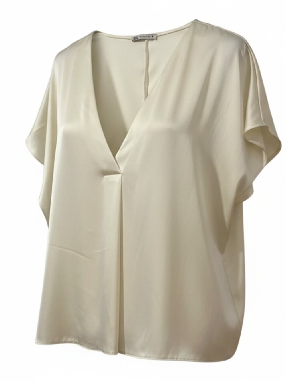 ZARA Deep V-Neck Satin Blouse - Size L